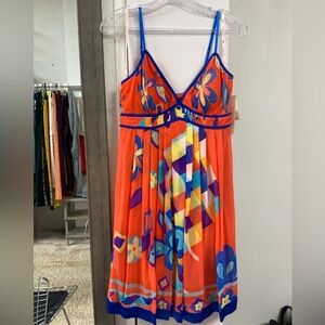 Sue Wong Orange and Blue Dress